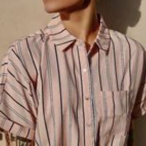 3/$15 Forever 21 Pink Striped Button-Up Shirt